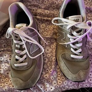 New Balance Women's Silver and White Sneakers